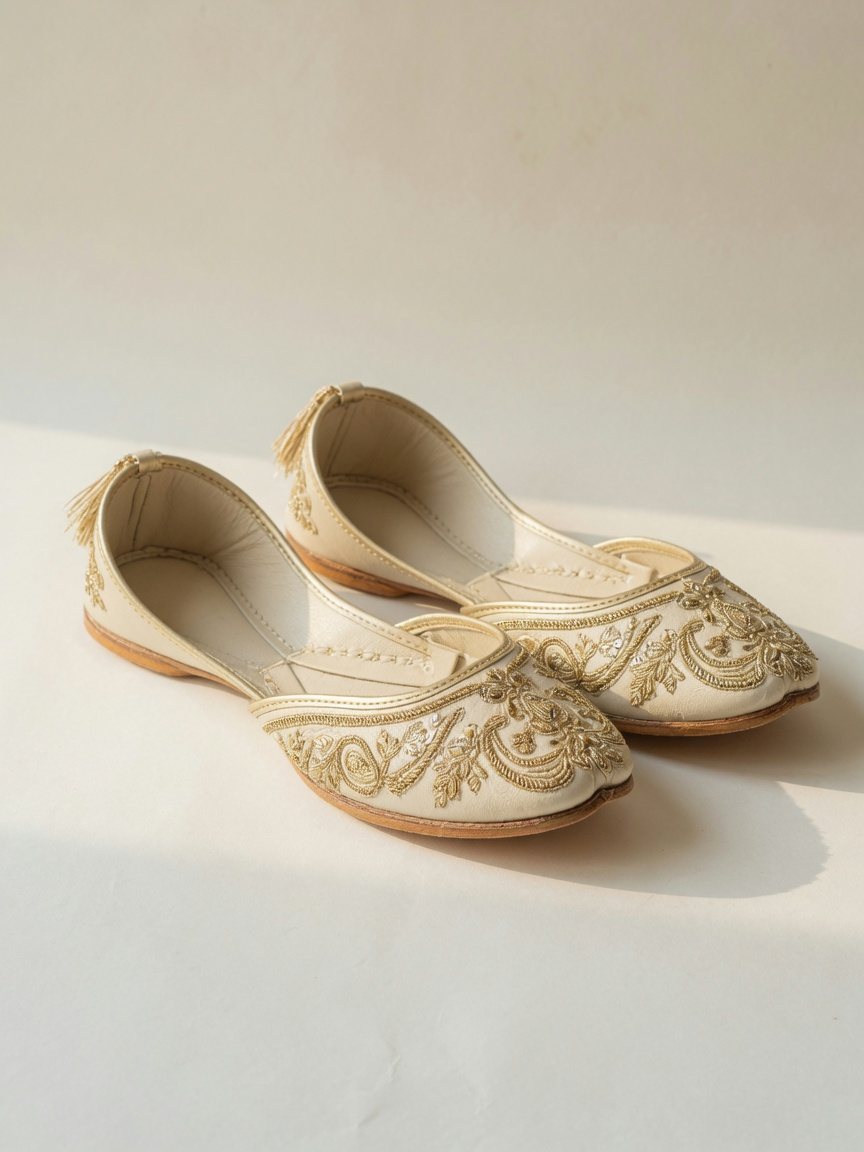 Embroidered Khussa — Gold