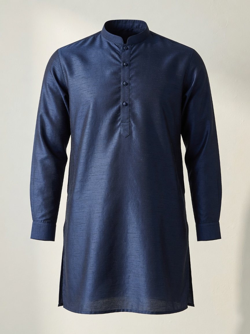 Silk Panjabi — Midnight Blue