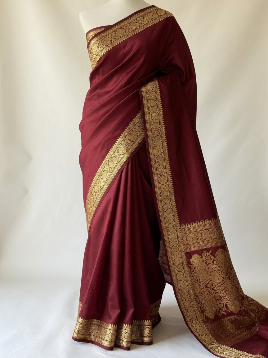 Silk Saree — Maroon Zari
